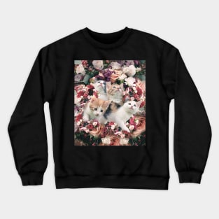 Cute Kitty Cat Flower Crewneck Sweatshirt